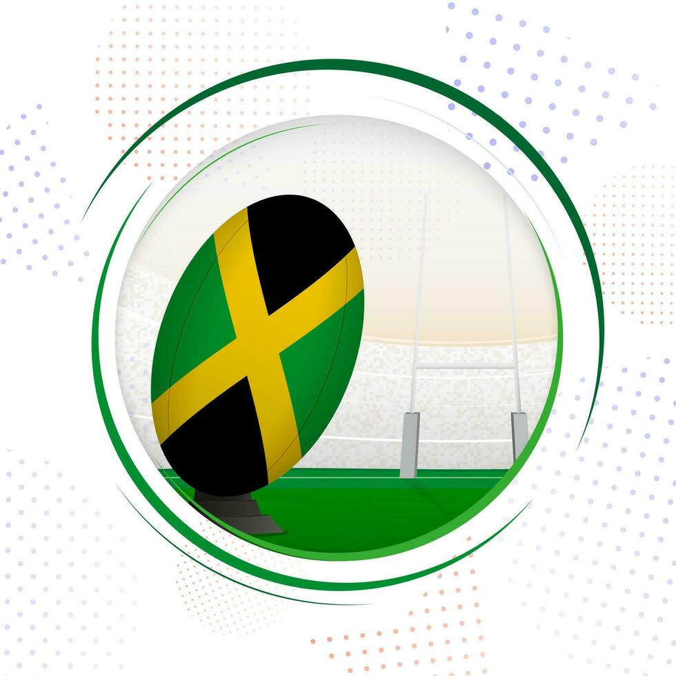 vlag van Jamaica Aan rugby bal. ronde rugby icoon met vlag van Jamaica. vector