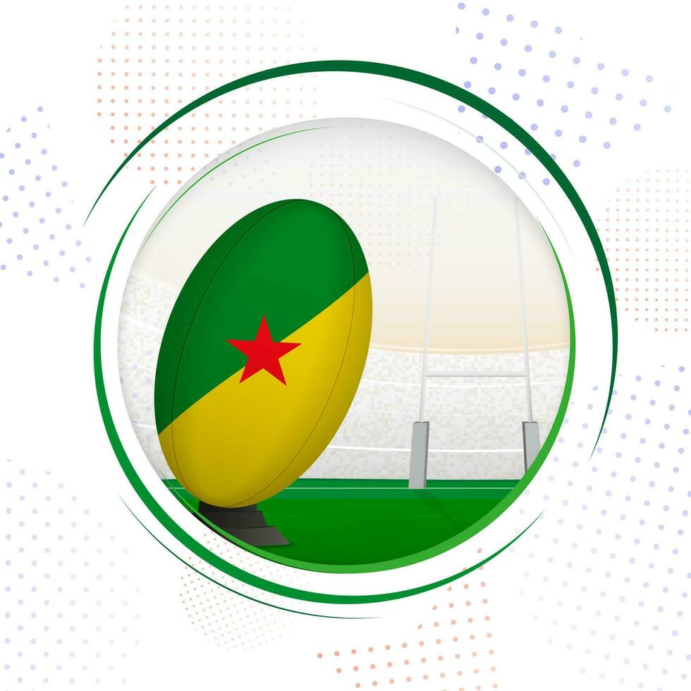 vlag van Frans Guyana Aan rugby bal. ronde rugby icoon met vlag van Frans Guyana. vector