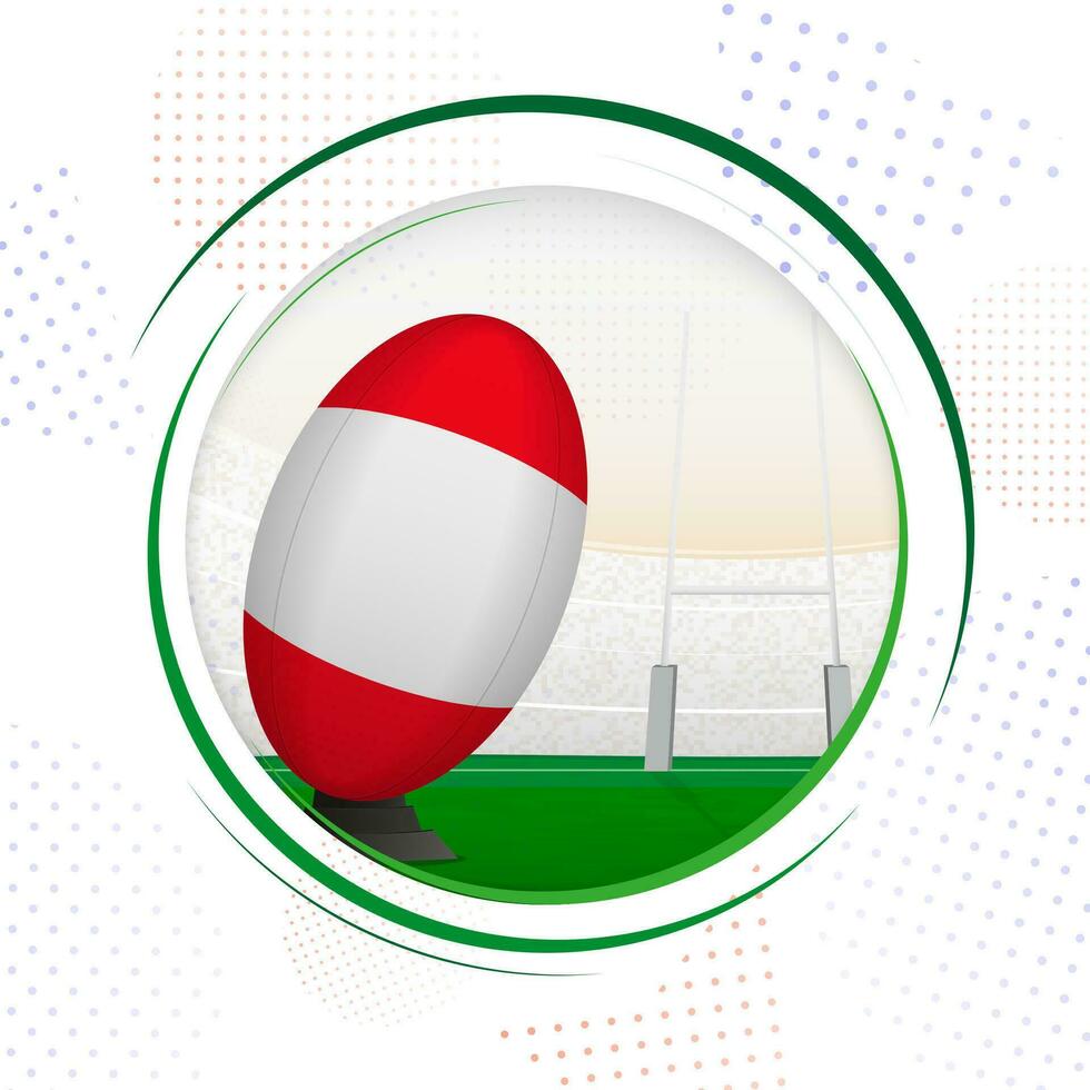 vlag van Peru Aan rugby bal. ronde rugby icoon met vlag van Peru. vector