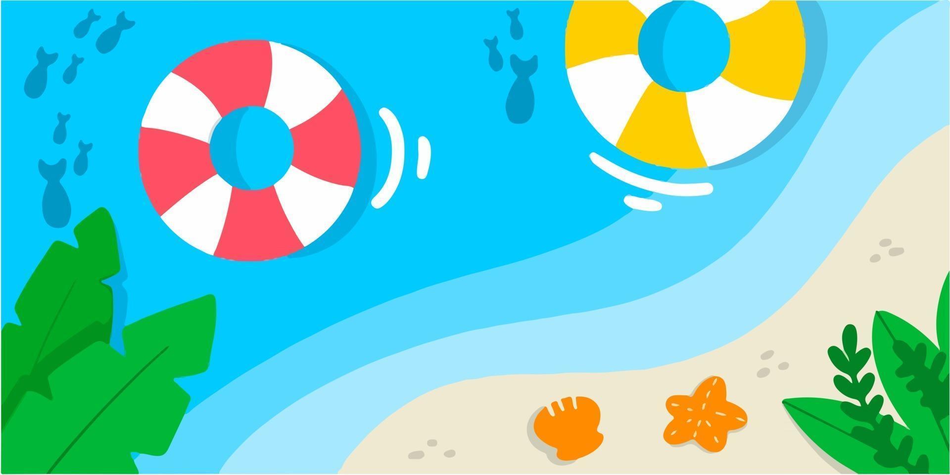 kalme strand kust eenvoudige doodle illustratie vector