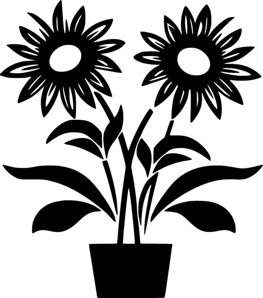 bloemen, minimalistische en gemakkelijk silhouet - vector illustratie