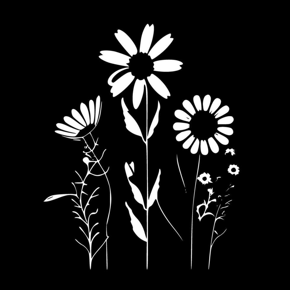 bloemen, zwart en wit vector illustratie