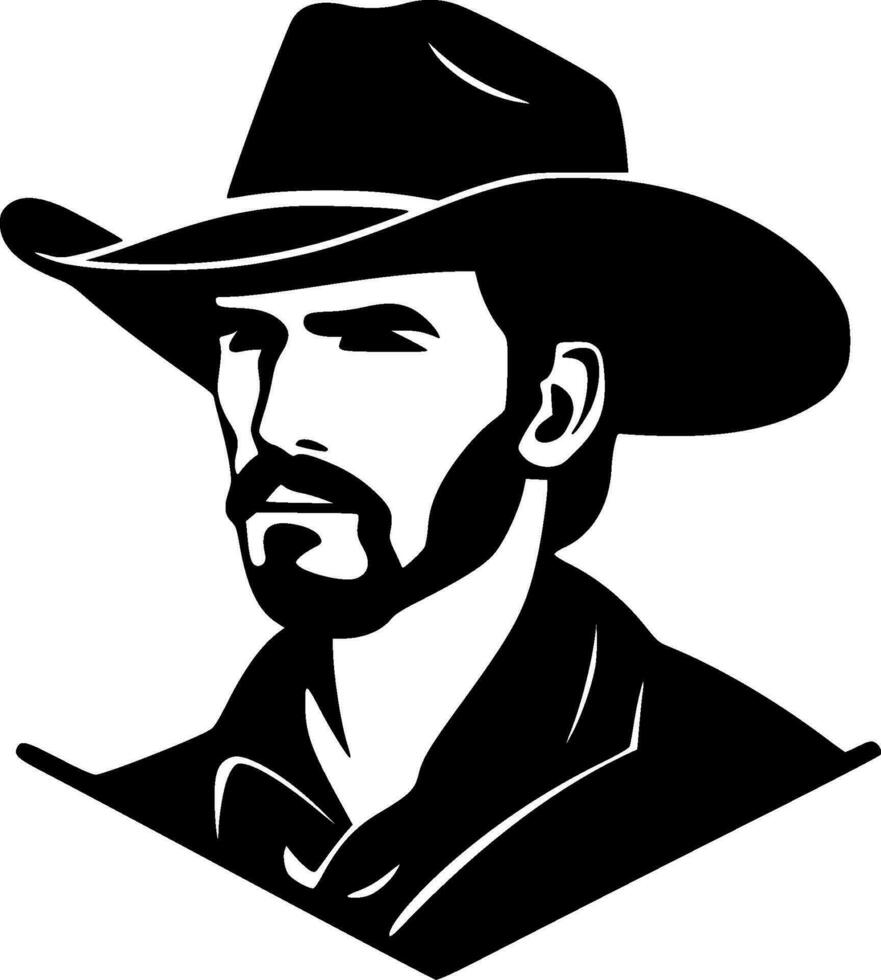 western - zwart en wit geïsoleerd icoon - vector illustratie