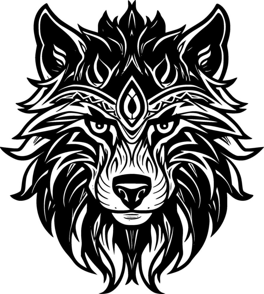 wolf, zwart en wit vector illustratie