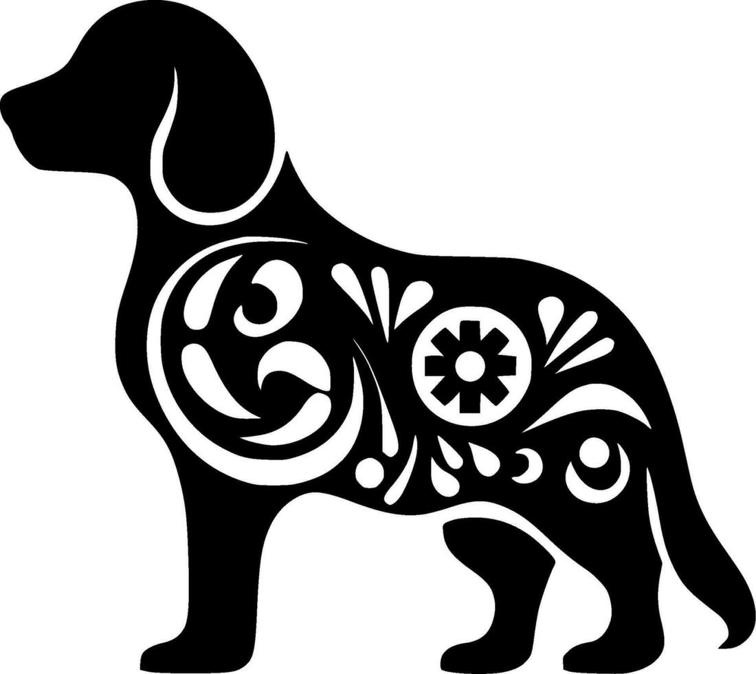 hond - zwart en wit geïsoleerd icoon - vector illustratie