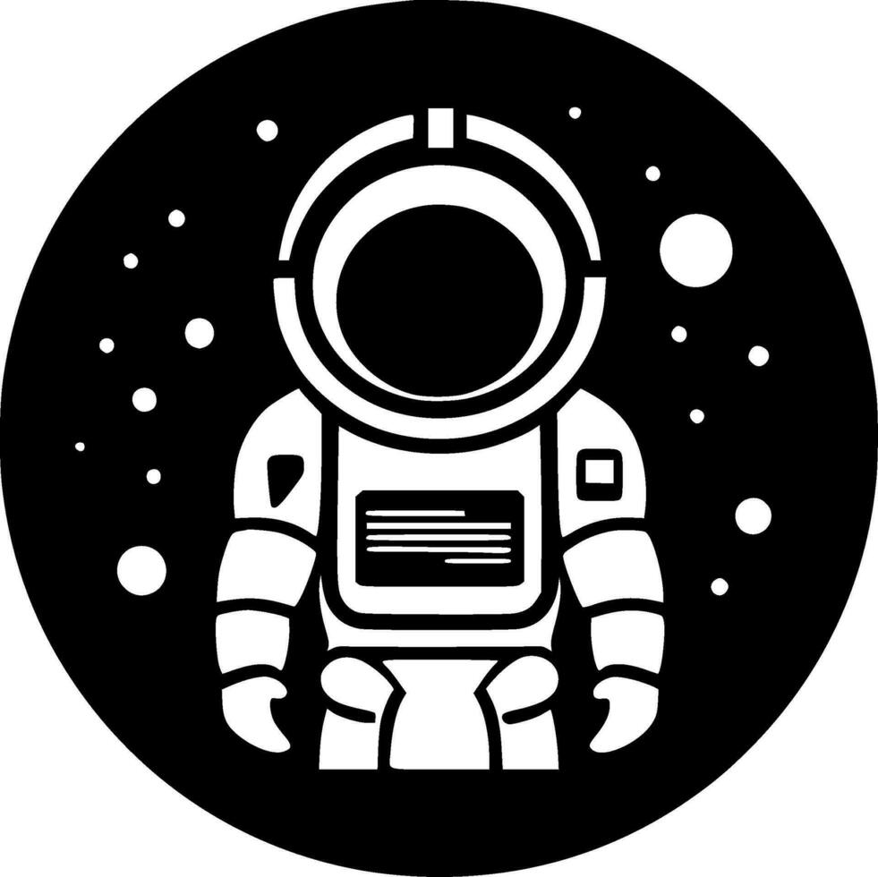 astronaut - zwart en wit geïsoleerd icoon - vector illustratie