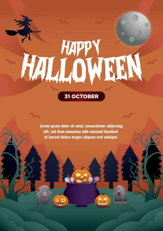 poster sjabloon gelukkig halloween achtergrond vector