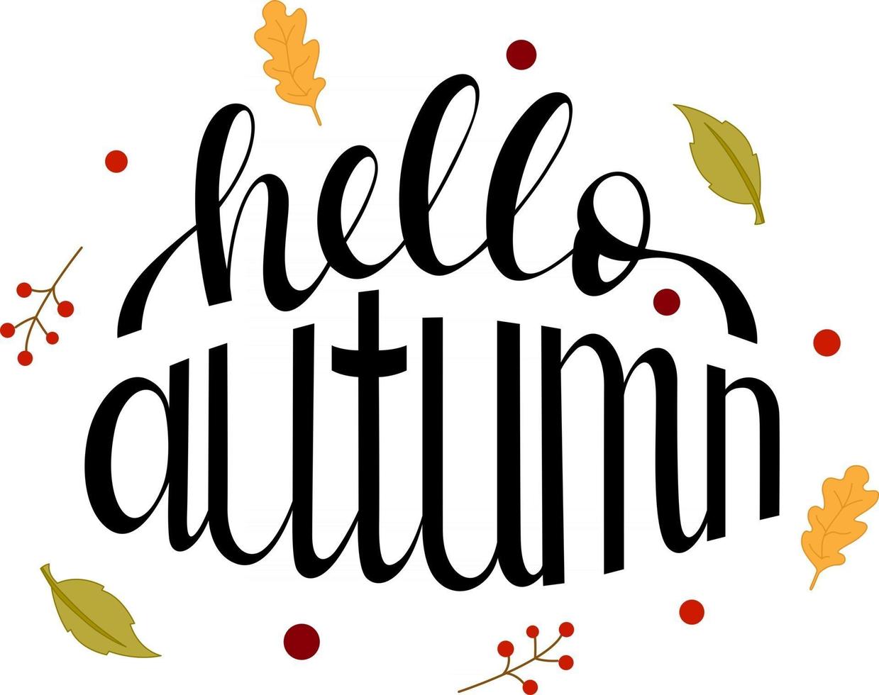 hallo herfst digitale handgetekende belettering zin. unieke handgemaakte typografie, herfst moderne kalligrafie zin. herfst overhemd ontwerp. vector