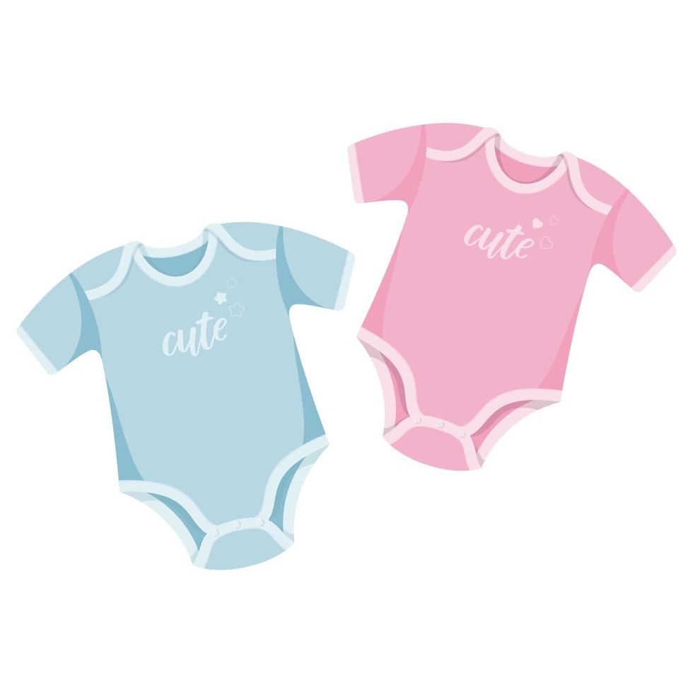 roze en blauwe rompertjes set vector