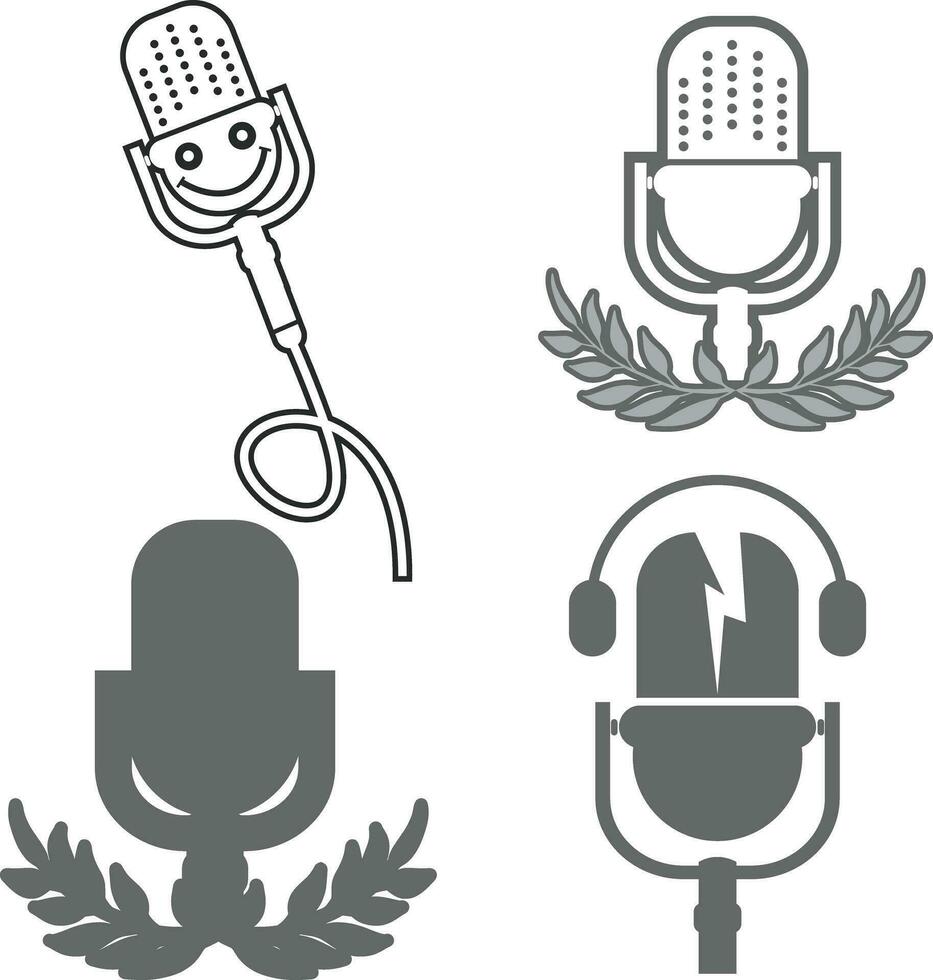 logo podcast microfoon vector