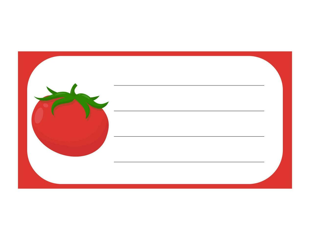 Notitie van schattig groente tomaat etiket illustratie. memo, papier. vector tekening. schrijven papier
