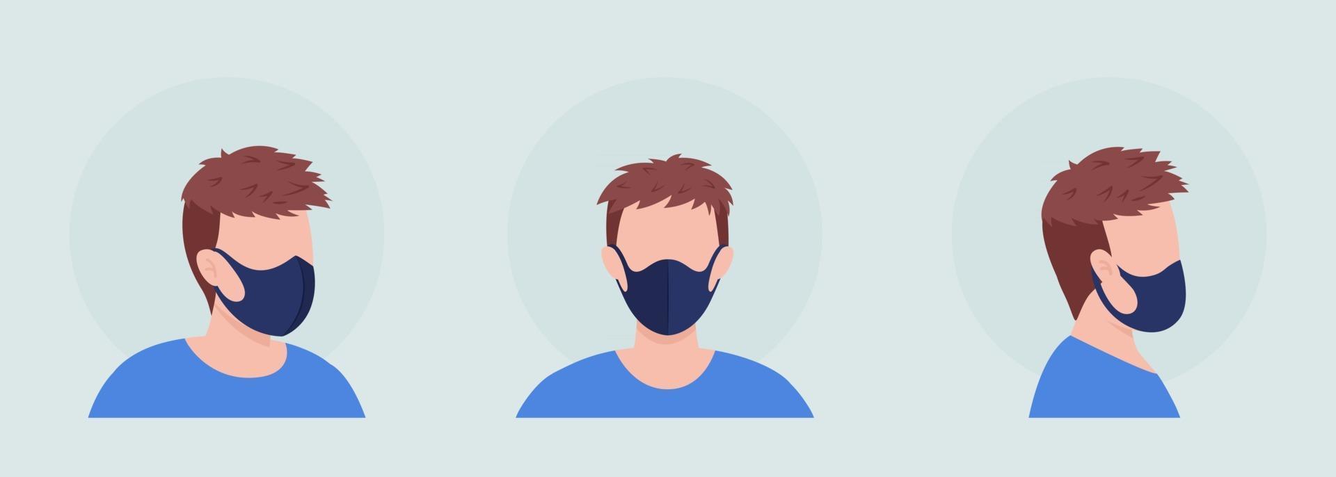 zwarte maskerdrager semi-egale kleur vector avatar-tekenset