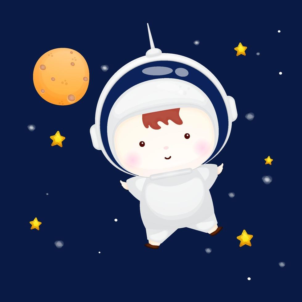 schattige baby die astronautenhelm draagt. dierlijk beeldverhaalkarakter premium vector