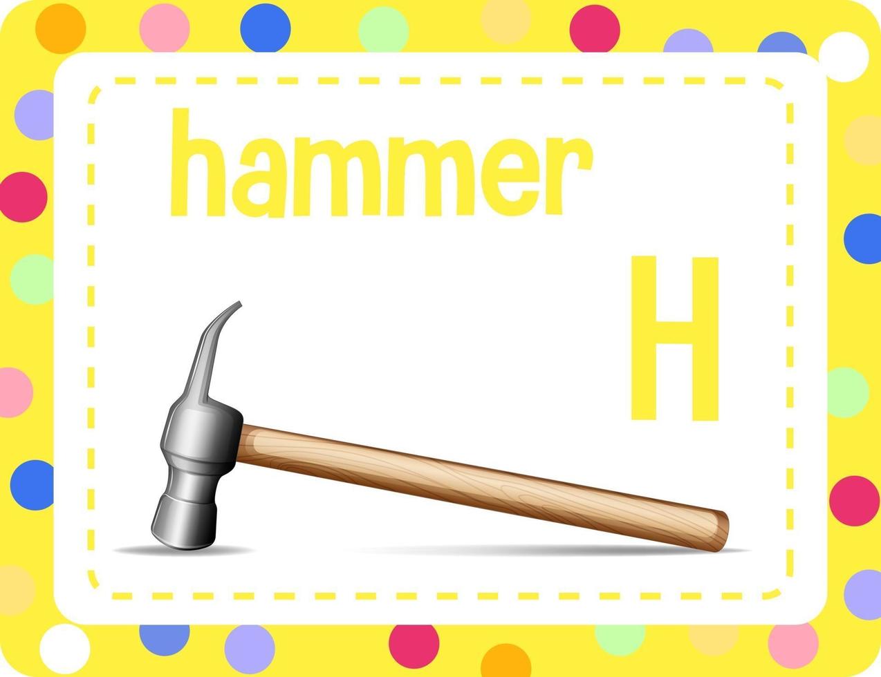 alfabet flashcard met letter h voor hamer vector