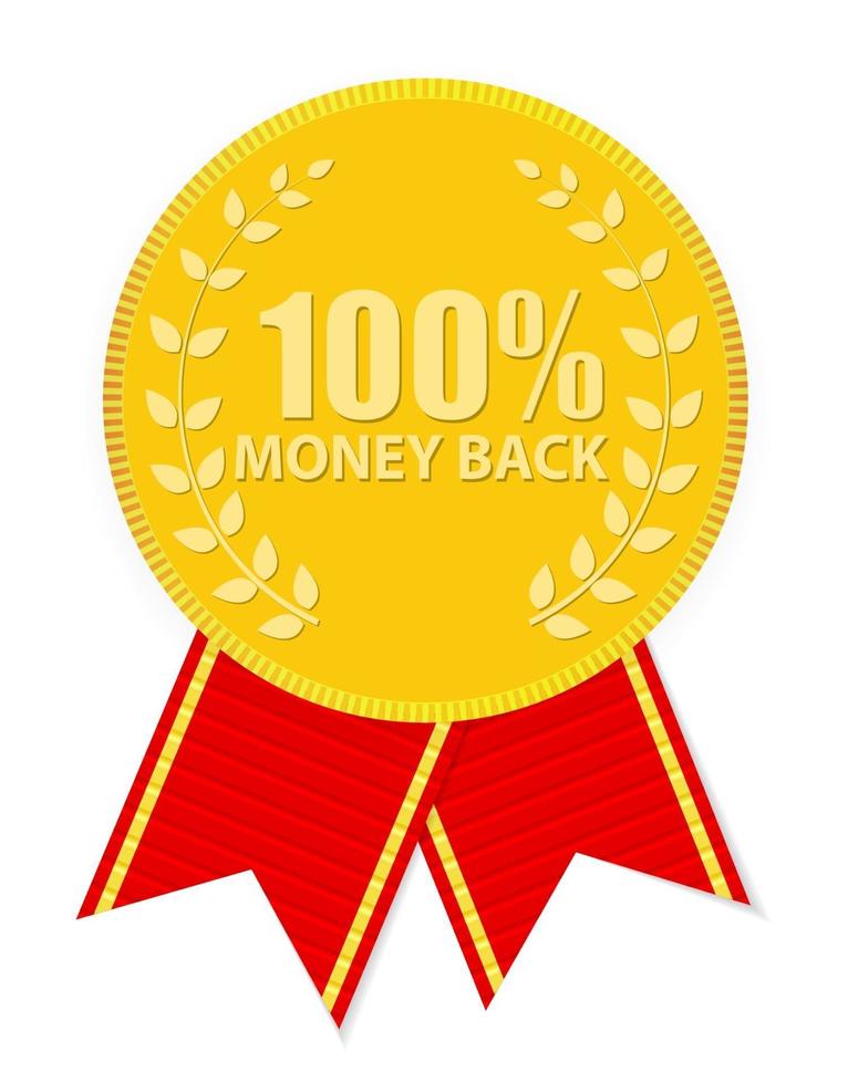 gouden label 100 geld terug. vector illustratie