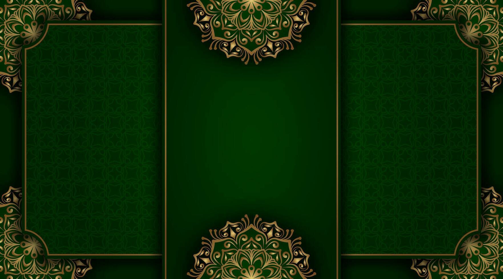 groen en goud, luxe mandala achtergrond vector