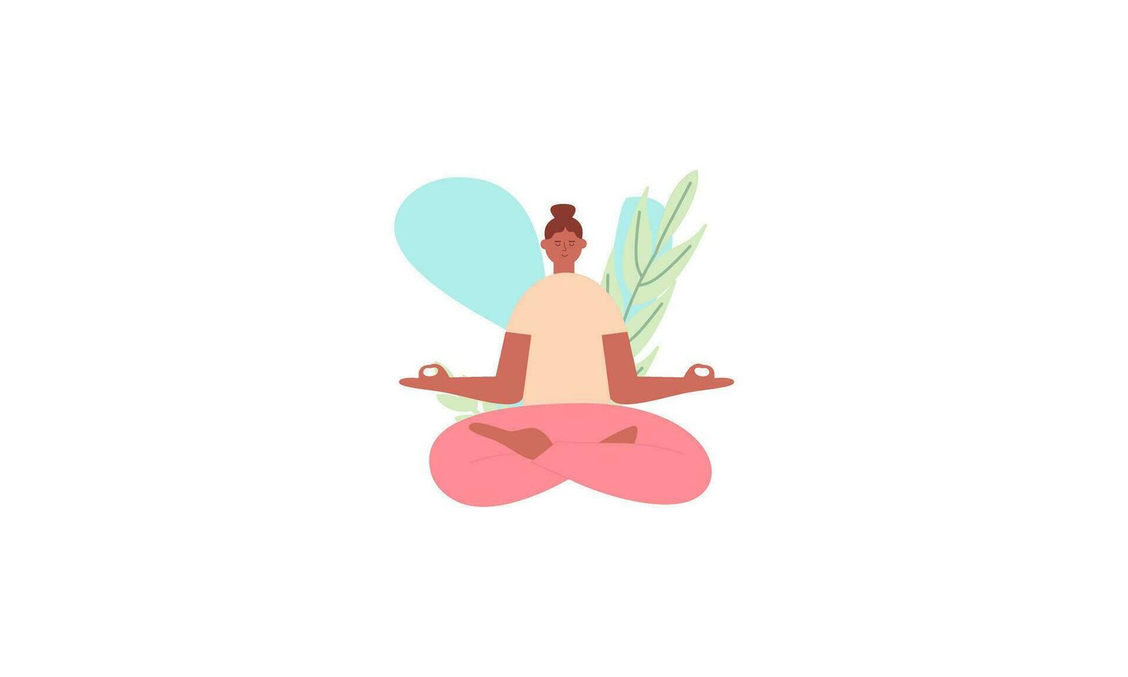 rustig vrouw mediteren buitenshuis vector geïsoleerd illustratie