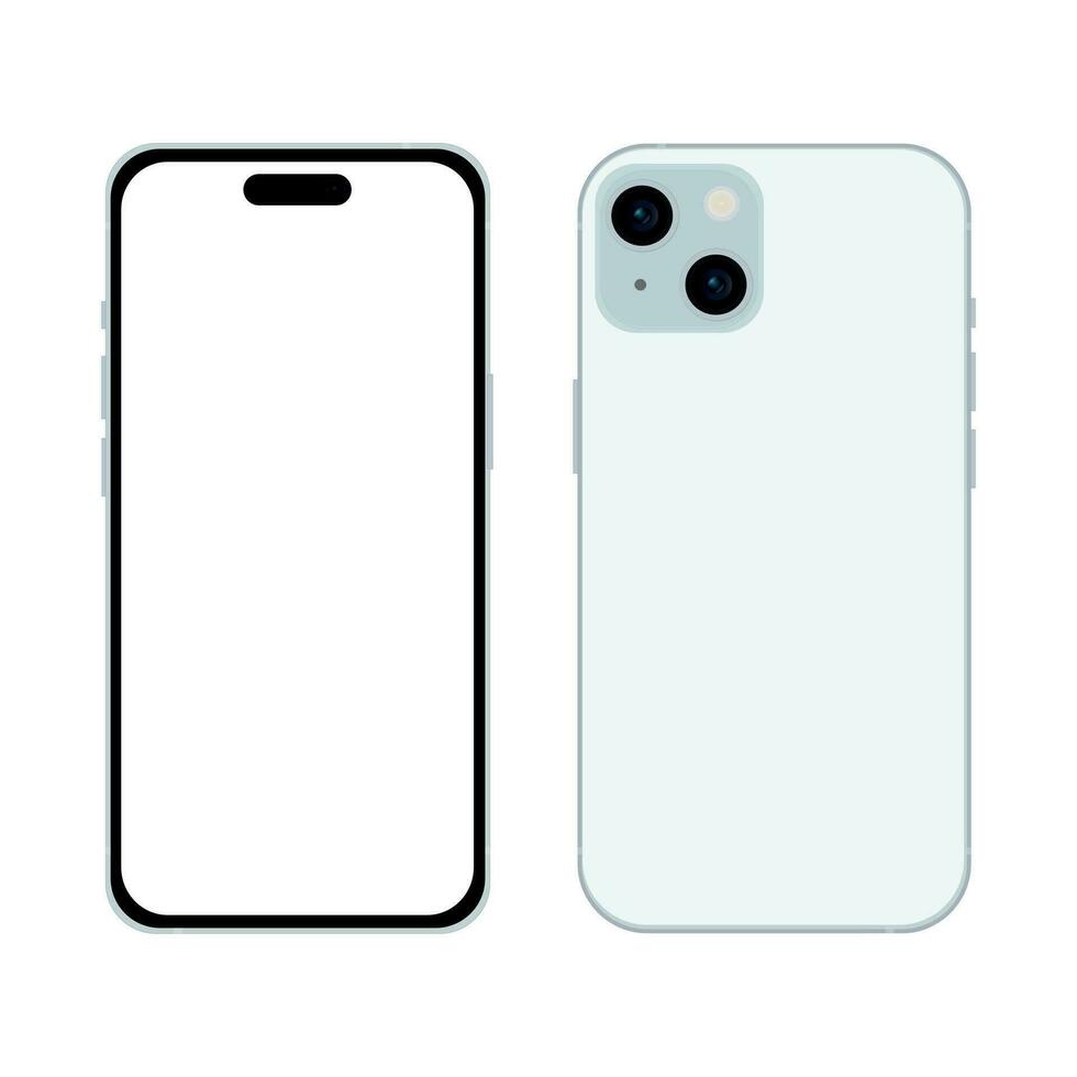 nieuw blauw smartphone model- 15, mockup sjabloon Aan wit achtergrond - vector