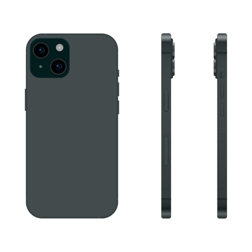 nieuw zwart smartphone model- 15, mockup sjabloon Aan wit achtergrond - vector
