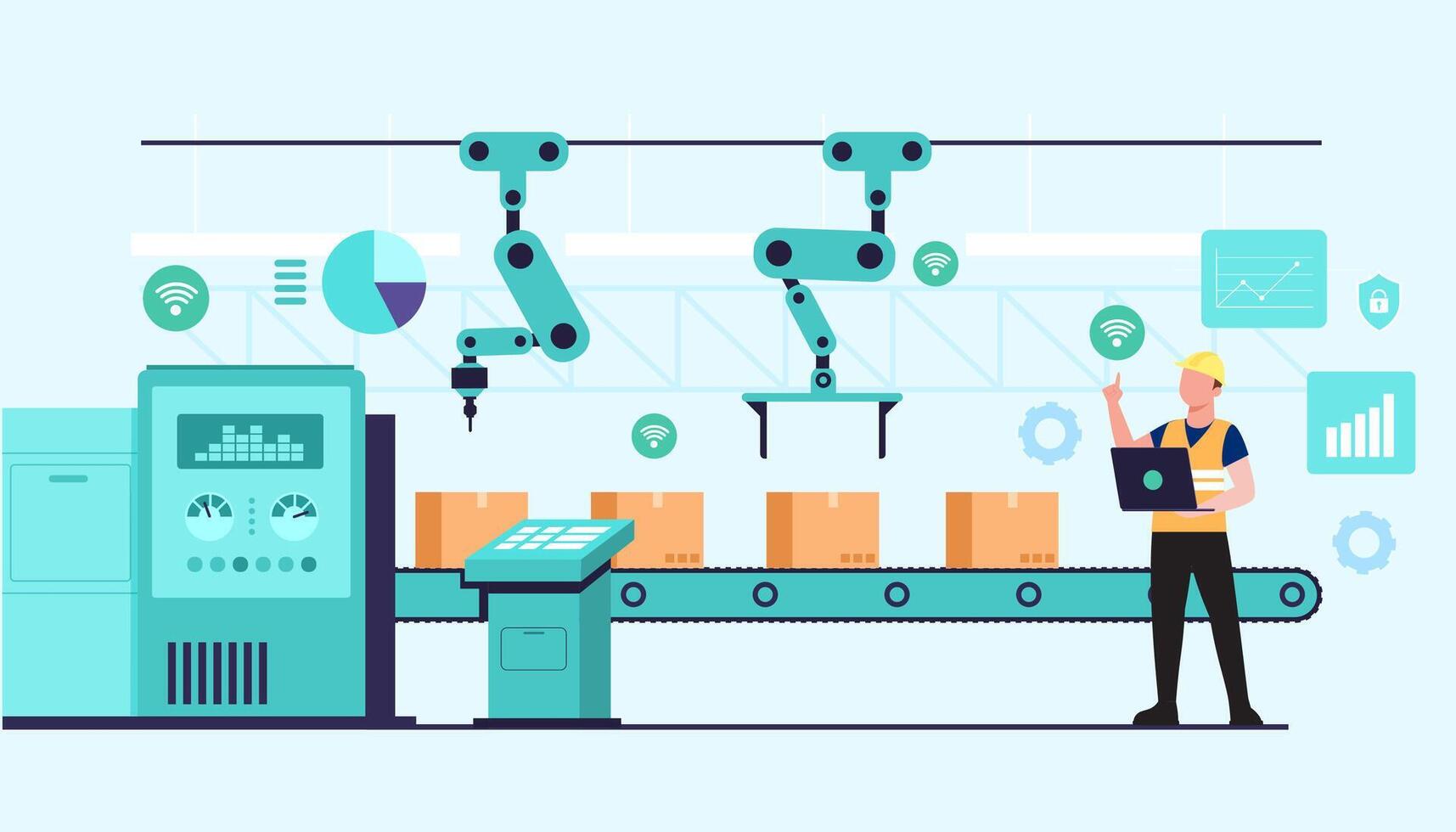 bediening van mechanisch met besturingssysteem via wi-fi vector