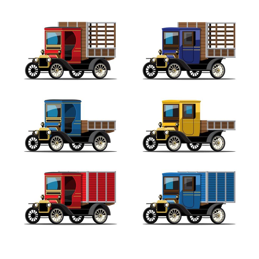 set mockup van vrachtwagen in retro-stijl ontwerp vector