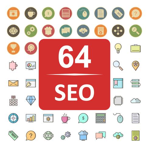 Set van Vector SEO Search Engine Optimization pictogrammen