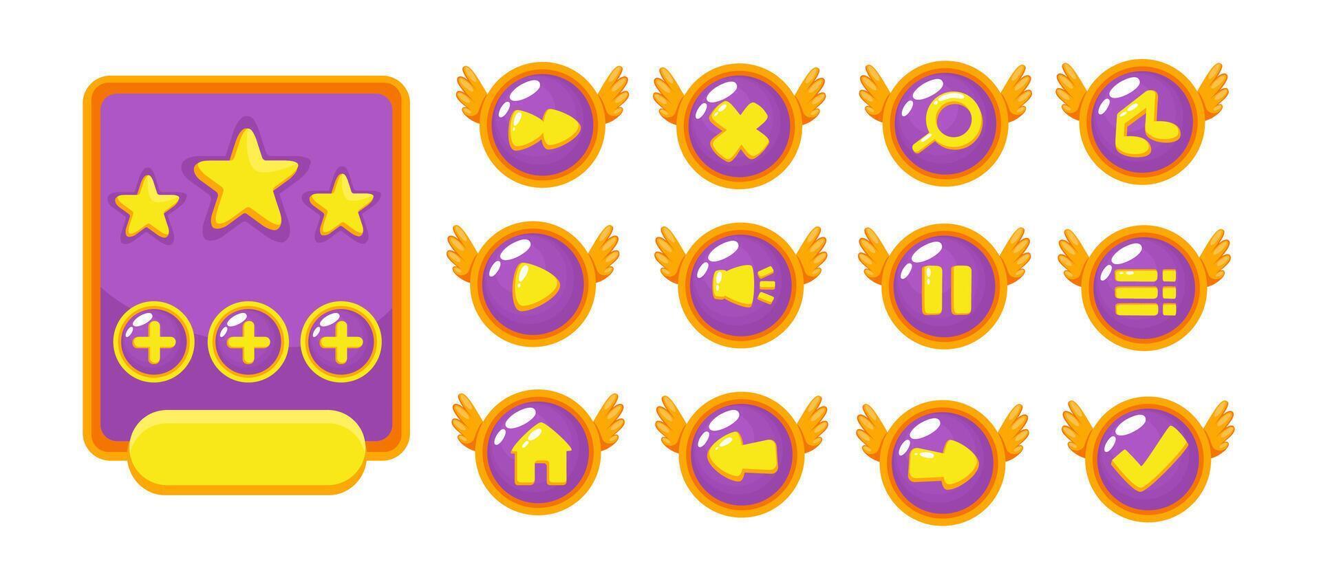 complete set level button game pop-up, icoon, venster en elementen voor het maken van middeleeuwse rpg videogames vector