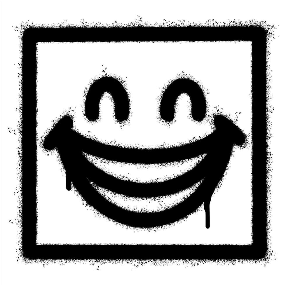 verstuiven geschilderd graffiti glimlachen gezicht emoticon geïsoleerd Aan wit achtergrond. vector