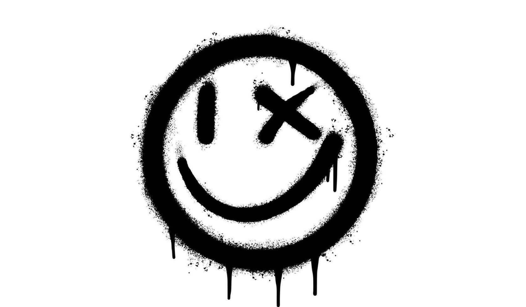 verstuiven geschilderd graffiti glimlachen gezicht emoticon geïsoleerd Aan wit achtergrond. vector