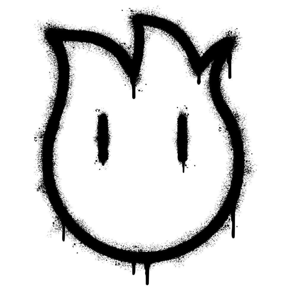 graffiti emoticon neutrale gezicht geïsoleerd met een wit achtergrond. graffiti brand emoji met over- verstuiven in zwart over- wit. vector