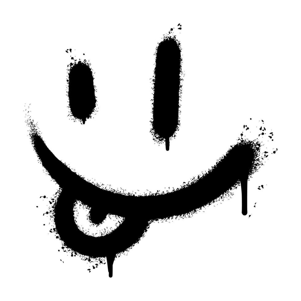 gezicht met tong verstuiven geschilderd graffiti gezicht met tong emoticon geïsoleerd Aan wit achtergrond. vector