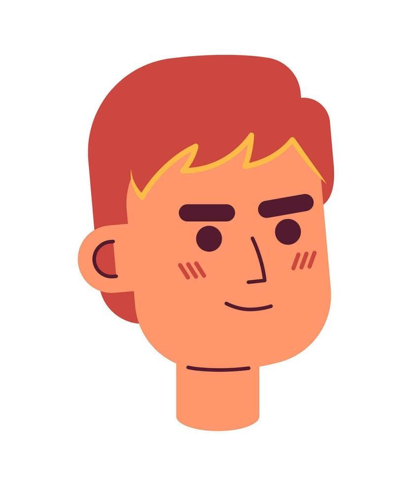 echt rood haren Mens semi vlak vector karakter hoofd. jong jongen. bewerkbare tekenfilm avatar icoon. gezicht emotie. kleurrijk plek illustratie voor web grafisch ontwerp, animatie