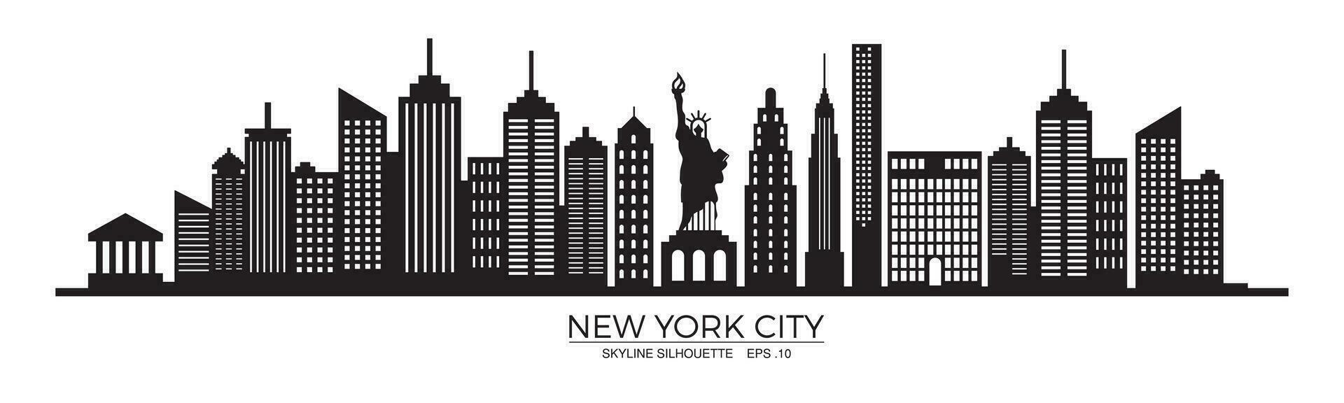 nieuw york stad horizon silhouet met standbeeld van vrijheid vector