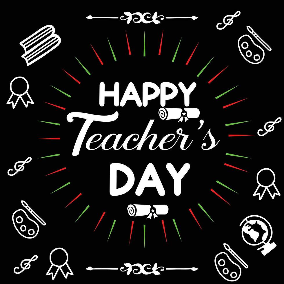 groet kaart voor gelukkig leraar dag met krijt Aan een schoolbord. gemakkelijk vector illustratie.web