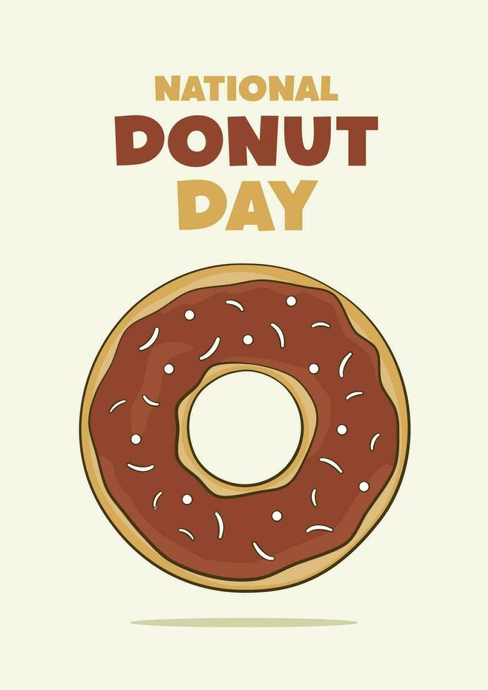 nationaal donut dag belettering met chocola donut. poster concept vector