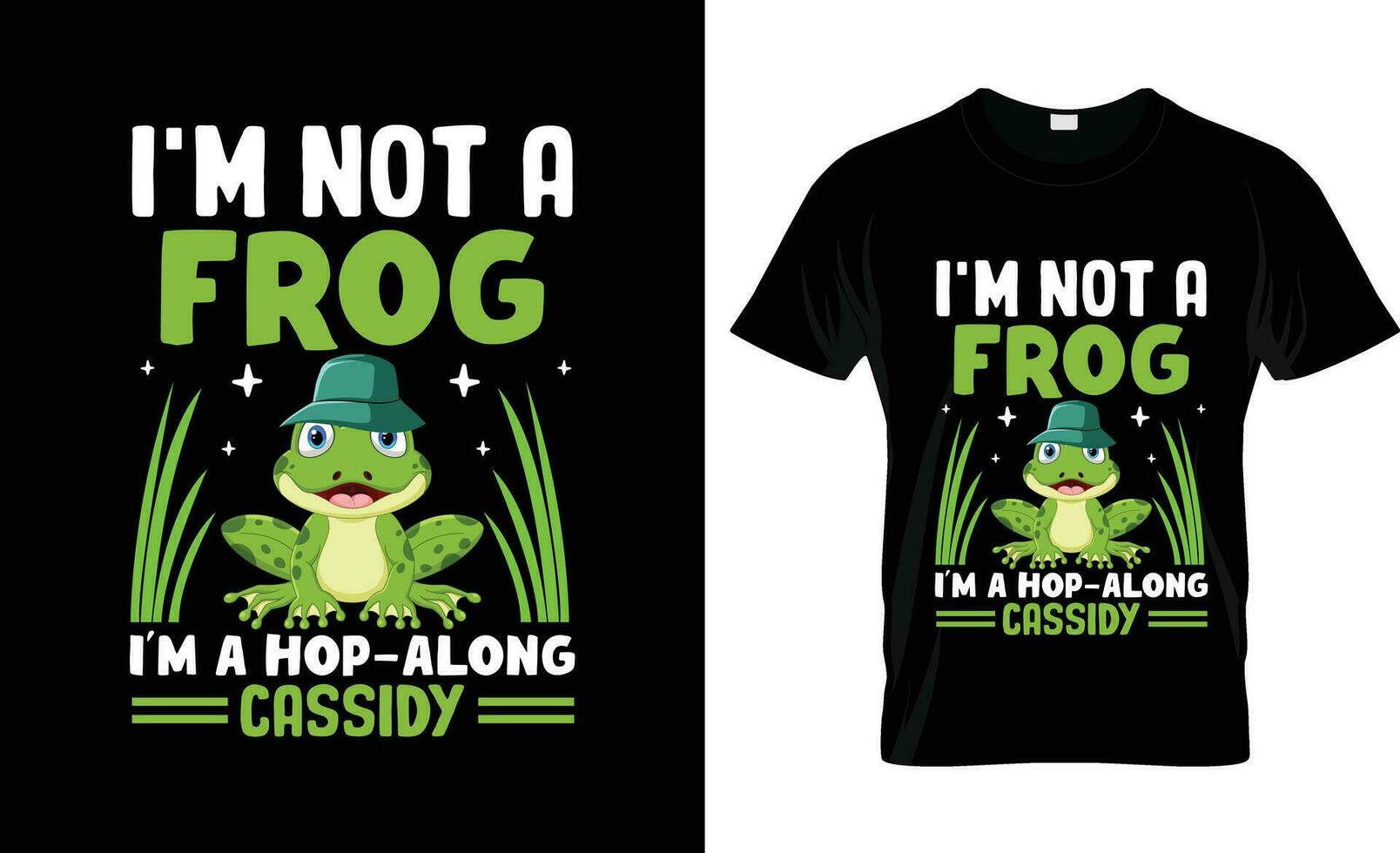 im niet een kikker im een hop langs cassidy kleurrijk grafisch t-shirt, t-shirt afdrukken mockup vector