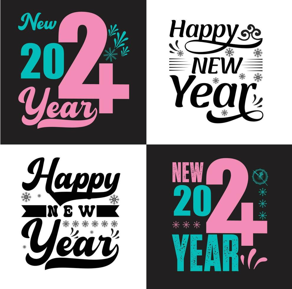 gelukkig nieuw jaar typografie t overhemd ontwerp bundel vector