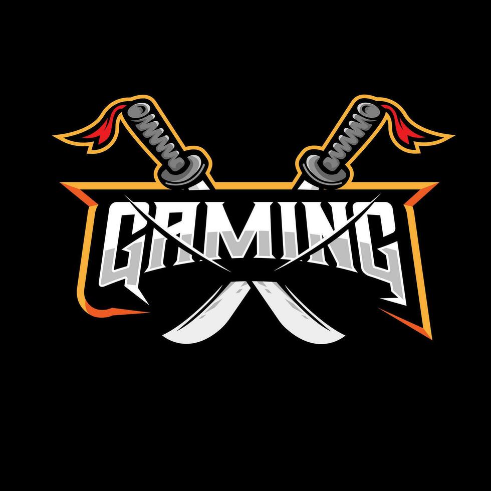 zwaard gaming mascotte logo ontwerp vector