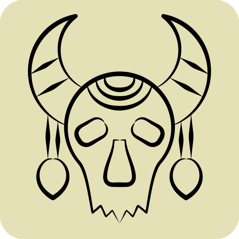icoon schedel koe. verwant naar inheems mensen symbool. hand- getrokken stijl. gemakkelijk ontwerp bewerkbaar. gemakkelijk illustratie vector