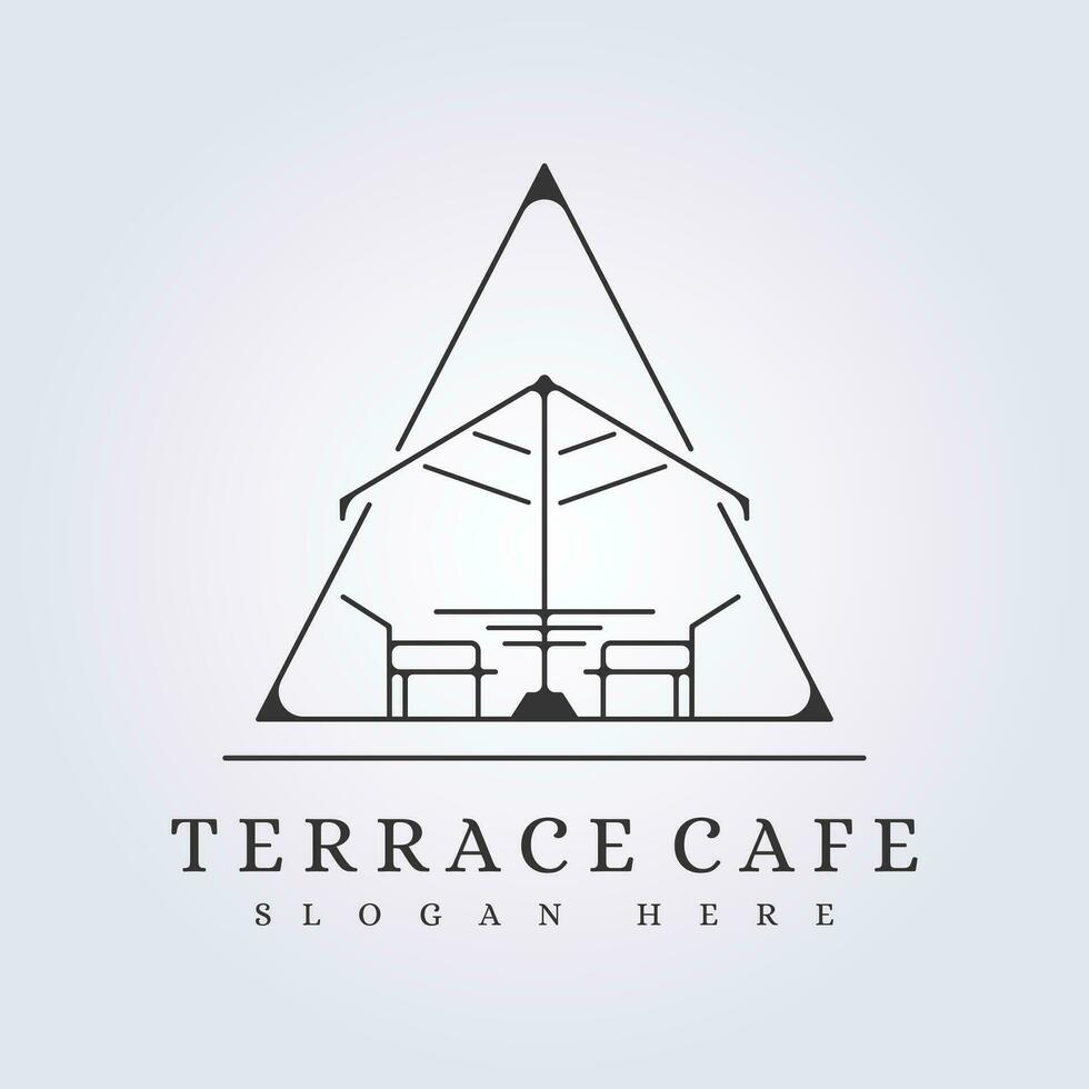 buitenshuis terras cafe logo symbool icoon teken lijn kunst vector illustratie ontwerp insigne