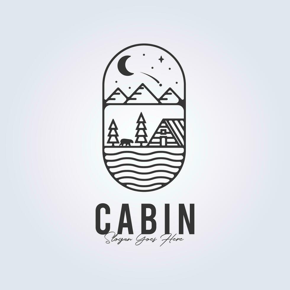 logo van cabine huisje lijn kunst icoon teken symbool vector illustratie ontwerp