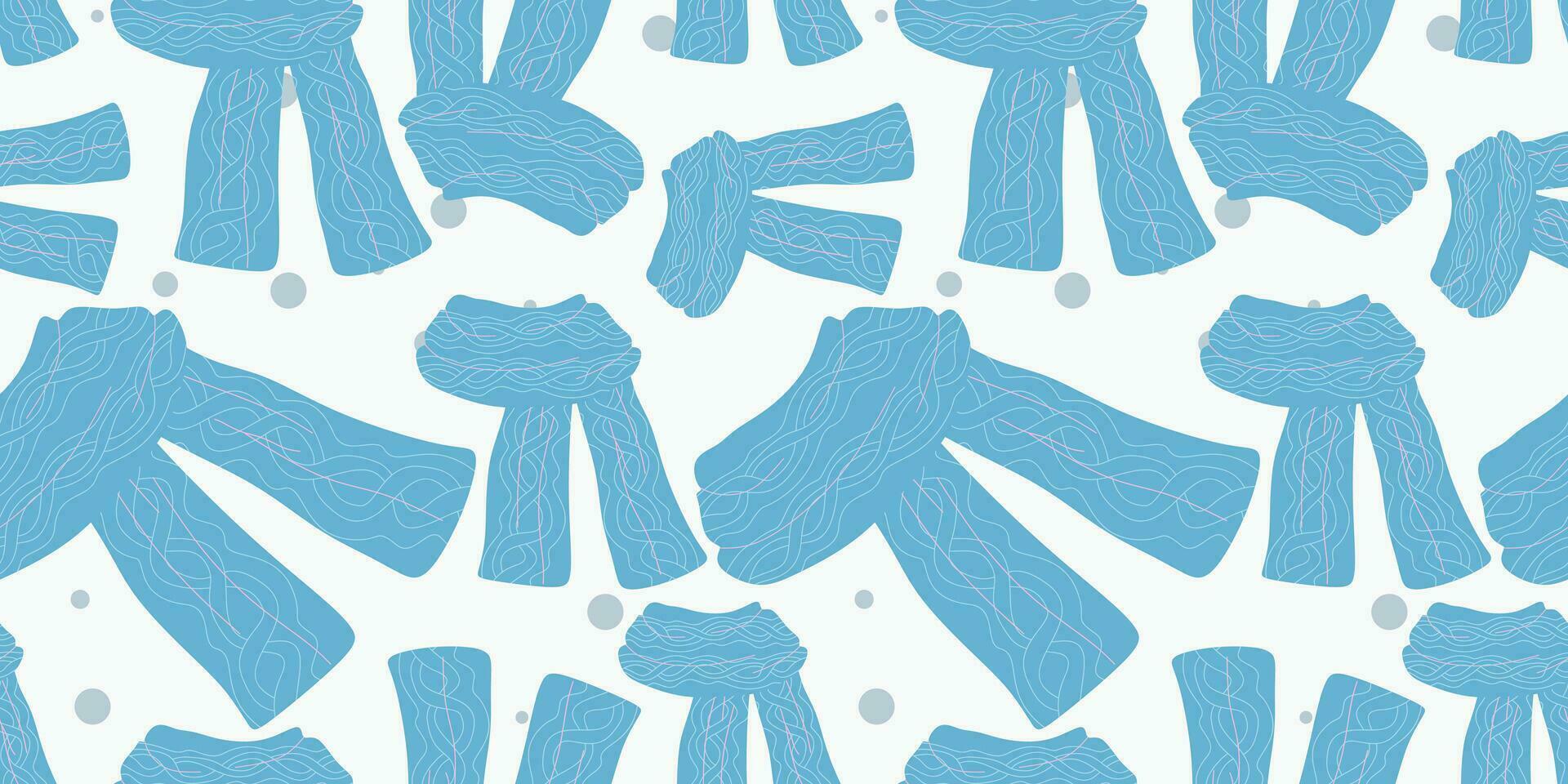 naadloos patroon van winter blauw sjaal. vector vlak illustratie. achtergrond voor winter sjabloon, vakantie decoratie, banier, poster, kaart, afdrukken, textiel. seizoensgebonden warm kleren en accessoires.