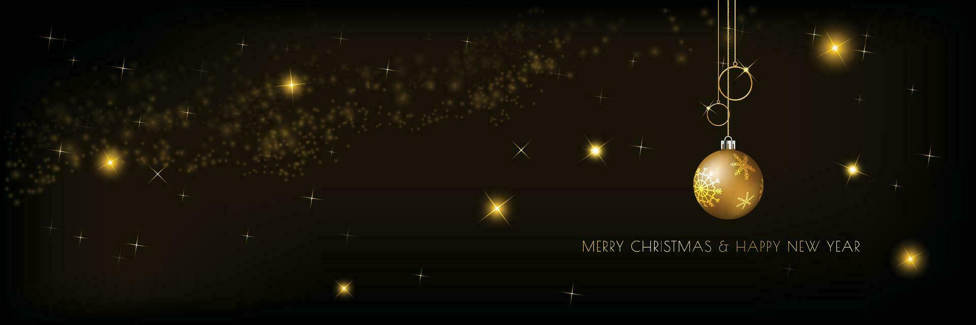 achtergrond Kerstmis banier ontwerp met gloeiend glinsterende gouden lichten vector