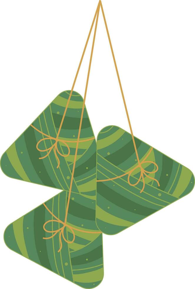 hangende traditioneel zongzi knoedel voedsel, draak boot festival illustratie grafisch element vector