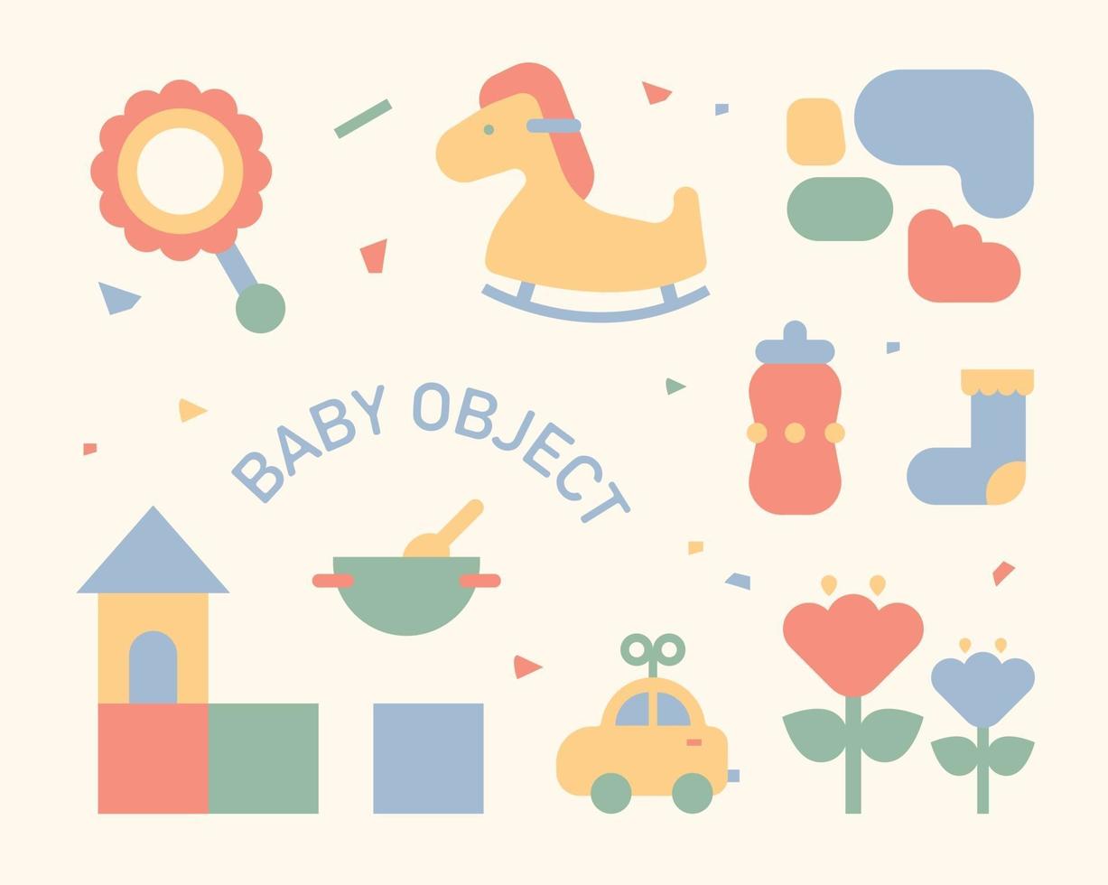 schattige pictogrammen voor baby's. platte ontwerpstijl minimale vectorillustratie. vector