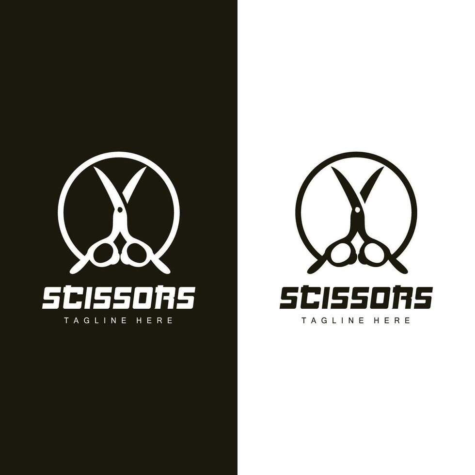 schaar logo, snijdend gereedschap vector, kapperszaak scheermes schaar gemakkelijk ontwerp, illustratie sjabloon icoon vector