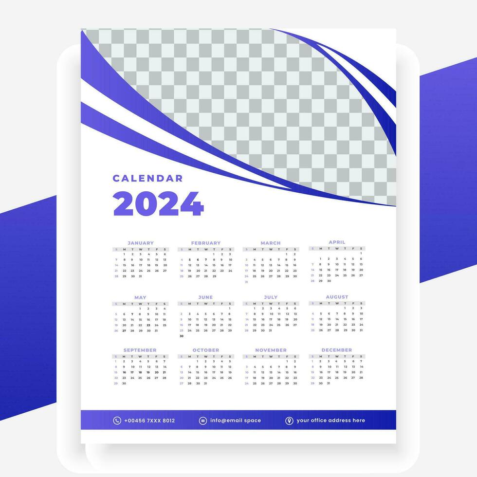 vector modern stijl nieuw jaar 2024 kalender sjabloon