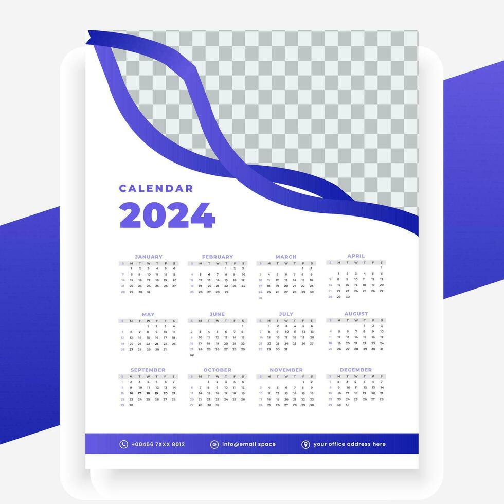 vector modern stijl nieuw jaar 2024 kalender sjabloon