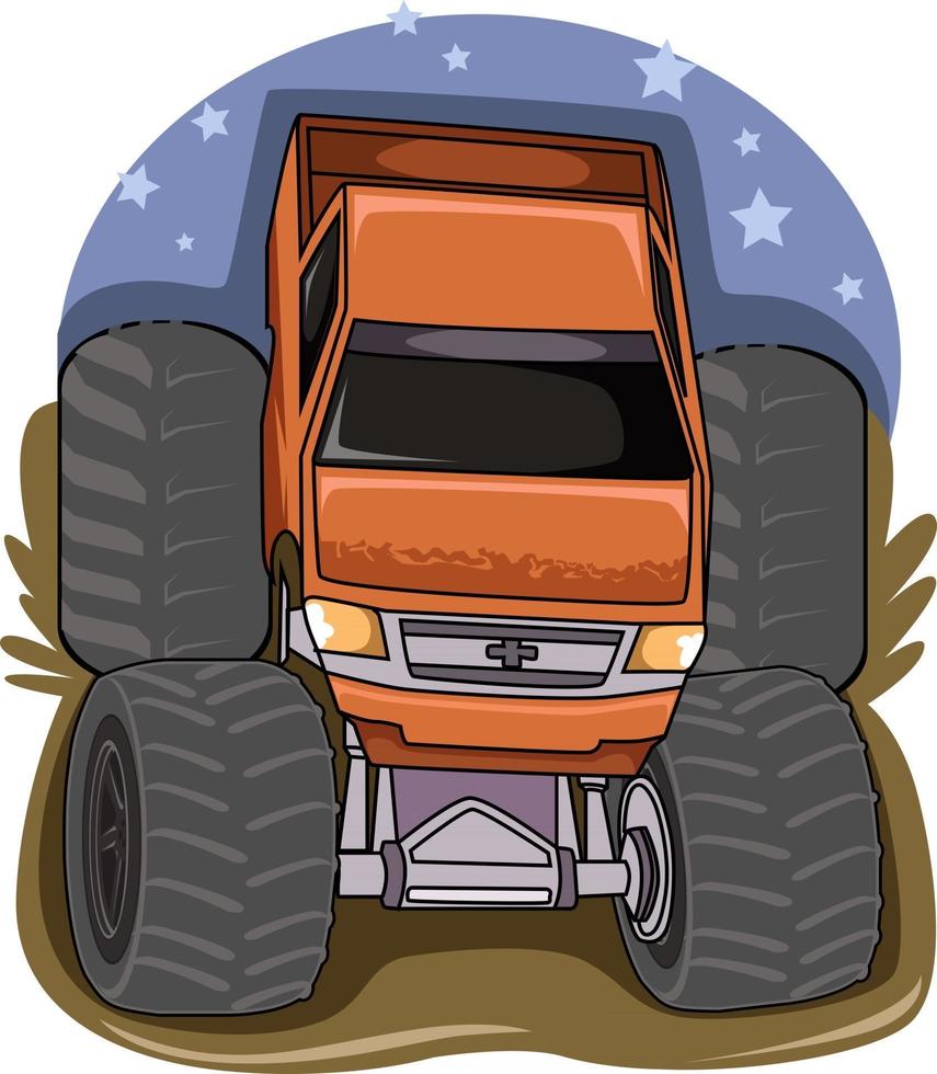 monster truck met ster achtergrond vector