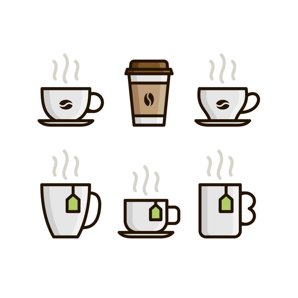 koffie thee cups kleur vector